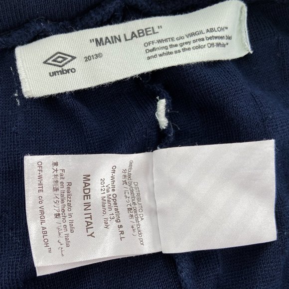 RARE OFF-WHITE x UMBRO Knit Shorts Virgil Abloh Dark Navy Blue Cotton Italy XL - Picture 7 of 9